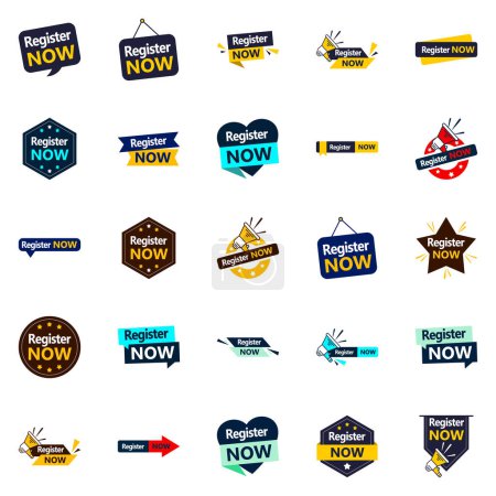 Téléchargez les illustrations : 25 Innovative Typographic Banners to drive registration - en licence libre de droit