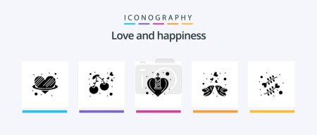 Illustration for Love Glyph 5 Icon Pack Including flower. love. candle. heart. kissing. Creative Icons Design - Royalty Free Image