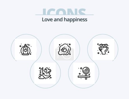 Illustration for Love Line Icon Pack 5 Icon Design. heart. direction. ice-cream. board. night - Royalty Free Image
