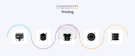 Illustration for Printing Glyph 5 Icon Pack Including offset. color wheel. branding. wheel. color - Royalty Free Image