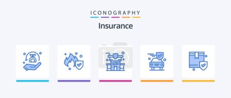 Illustration for Insurance Blue 5 Icon Pack Including box. protection. insurance. insurance. security. Creative Icons Design - Royalty Free Image