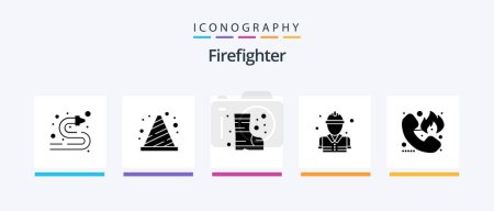 Illustration for Firefighter Glyph 5 Icon Pack Including emergency. fireman. sign. firefighter. fighter. Creative Icons Design - Royalty Free Image