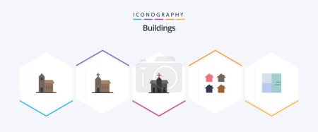 Téléchargez les illustrations : Buildings 25 Flat icon pack including . . housing. plant. buildings - en licence libre de droit