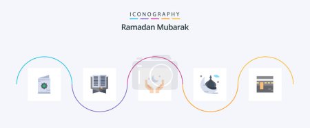 Téléchargez les illustrations : Ramadan Flat 5 Icon Pack Including mosque. moon. ramadhan. eid. moon - en licence libre de droit