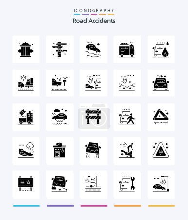 Ilustración de Creative Road Accidents 25 Glyph Solid Black icon pack  Such As accident. car. west. clipart. slope - Imagen libre de derechos