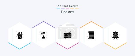 Illustration for Fine Arts 25 Glyph icon pack including art. paint. art. arts. poem - Royalty Free Image