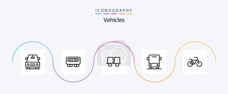 Téléchargez les illustrations : Vehicles Line 5 Icon Pack Including . bicycle. forklift truck. vehicles. traffic - en licence libre de droit
