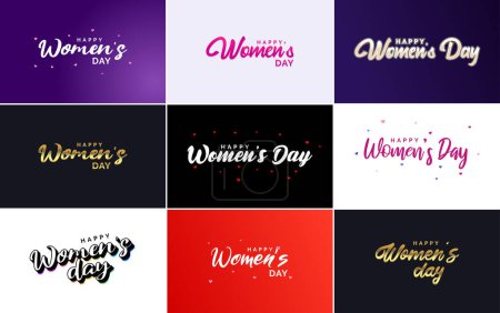 Téléchargez les illustrations : Happy Women's Day typography design with a pastel color scheme and a geometric shape vector illustration - en licence libre de droit