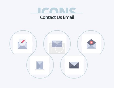 Téléchargez les illustrations : Email Flat Icon Pack 5 Icon Design. communication. courrier. sms. email. enveloppe - en licence libre de droit