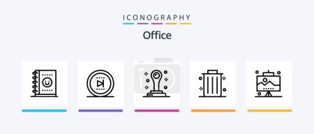 Illustration for Office Line 5 Icon Pack Including . dollar. office. coin. printer. Creative Icons Design - Royalty Free Image