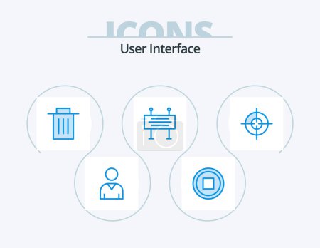 Téléchargez les illustrations : User Interface Blue Icon Pack 5 Icon Design. interface. target. trash. traffic barrier - en licence libre de droit