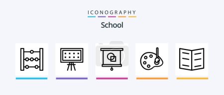 Téléchargez les illustrations : School Line 5 Icon Pack Y compris chronomètre. alarme. l'éducation. présentation. tableau. Icônes créatives Design - en licence libre de droit