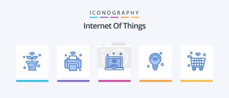 Illustration for Internet Of Things Blue 5 Icon Pack Including internet of things. bulb. iot. wifi. internet of things. Creative Icons Design - Royalty Free Image