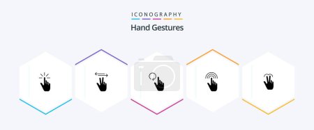 Ilustración de Gestos de mano 25 Paquete de iconos de glifos incluyendo interfaz. gestos. Móvil. dedo. gestos - Imagen libre de derechos
