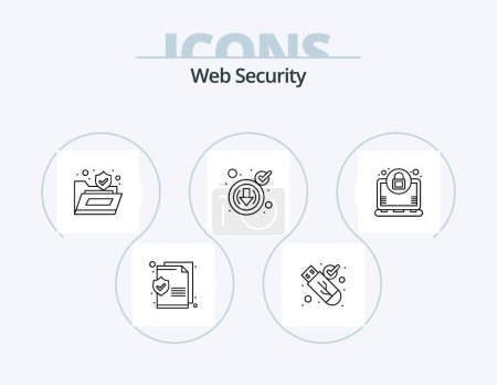 Téléchargez les illustrations : Ligne de sécurité Web Icône Pack 5 Icône Design. sécurité. protéger. nuage. échoué. sécurité - en licence libre de droit