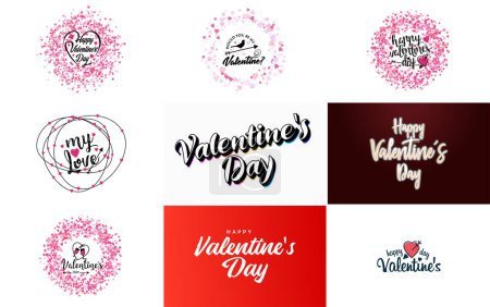 Illustration for Love word art design with a heart-shaped background and a bokeh effect - Royalty Free Image