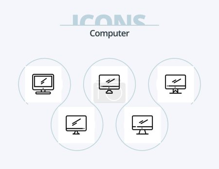 Téléchargez les illustrations : Computer Line Icon Pack 5 Icon Design. . imac. - en licence libre de droit