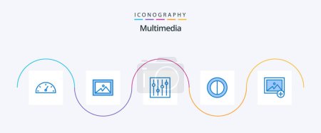 Ilustración de Paquete de iconos de Multimedia Blue 5 incluido. sintonización. nuevo - Imagen libre de derechos