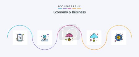 Ilustración de Paquete plano lleno de la economía y de la línea de negocio 5 iconos incluyendo dólar. finanzas. Dinero. nube - Imagen libre de derechos