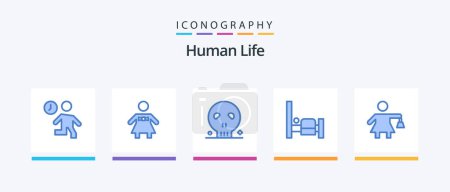 Illustration for Human Blue 5 Icon Pack Including woman. people. bones. people. bed. Creative Icons Design - Royalty Free Image