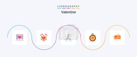 Ilustración de Valentine Flat 5 Icon Pack Including hearts. love. love. day. valentine - Imagen libre de derechos