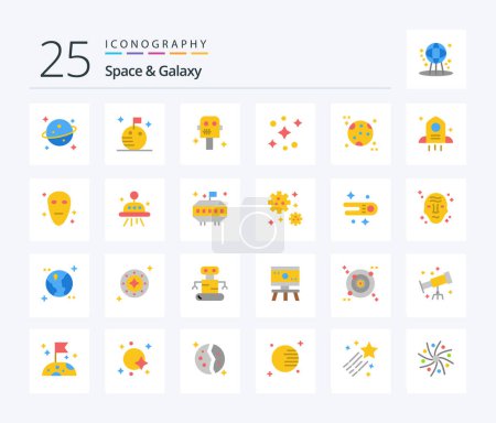 Illustration for Space And Galaxy 25 Flat Color icon pack including space. astronomy. robot. space. astronomy - Royalty Free Image