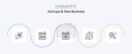 Téléchargez les illustrations : Startups et nouveau Business Line 5 Icon Pack inclus. fouille. développement web. budget. productivité - en licence libre de droit