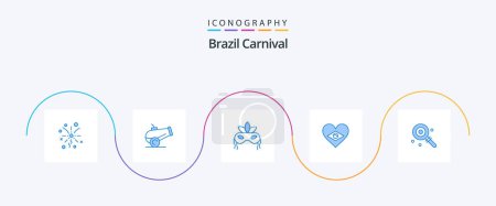Ilustración de Brazil Carnival Blue 5 Icon Pack Including . lolly. mardigras. lolipop. love - Imagen libre de derechos