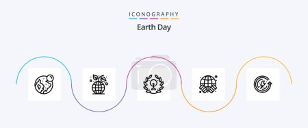 Ilustración de Earth Day Line 5 Icon Pack Incluyendo la ecología. a salvo. Tierra. mundo. tierra - Imagen libre de derechos