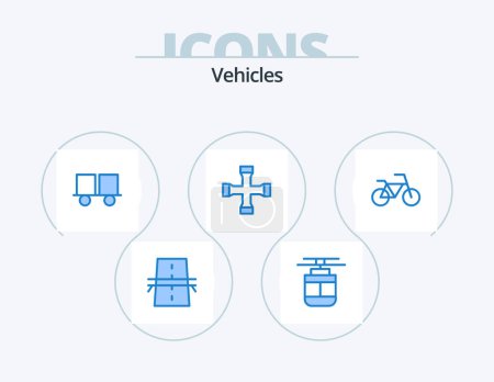 Téléchargez les illustrations : Vehicles Blue Icon Pack 5 Icon Design. garage. construction and tools. transportation. lift truck. forklift - en licence libre de droit
