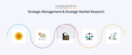 Téléchargez les illustrations : Strategic Management And Strategic Market Research Flat 5 Icon Pack Including . loss. technology. law. smoke - en licence libre de droit