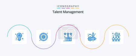 Téléchargez les illustrations : Talent Management Blue 5 Icon Pack Including arrow. setting. wheel. star. tumbs - en licence libre de droit