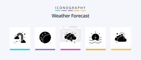 Illustration for Weather Glyph 5 Icon Pack Including . day. thunder. cloudy. weather. Creative Icons Design - Royalty Free Image