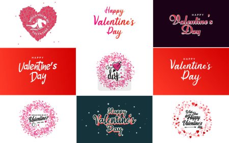 Illustration for Red flat design Valentine's Day label pack - Royalty Free Image