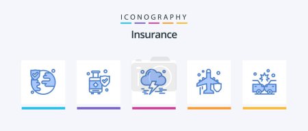 Illustration for Insurance Blue 5 Icon Pack Including damage. accident. insurance. protection. insurance. Creative Icons Design - Royalty Free Image