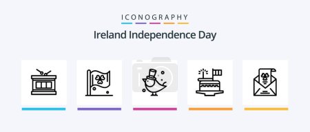Ilustración de Ireland Independence Day Line 5 Icon Pack Including st. pipe. coffee. sparrow. fly. Creative Icons Design - Imagen libre de derechos