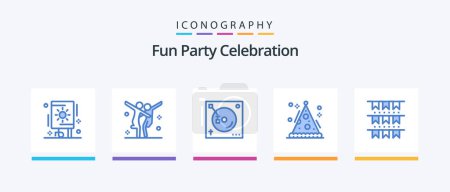 Téléchargez les illustrations : Party Blue 5 Icon Pack Including buntings. party. mix. holiday. cone. Creative Icons Design - en licence libre de droit