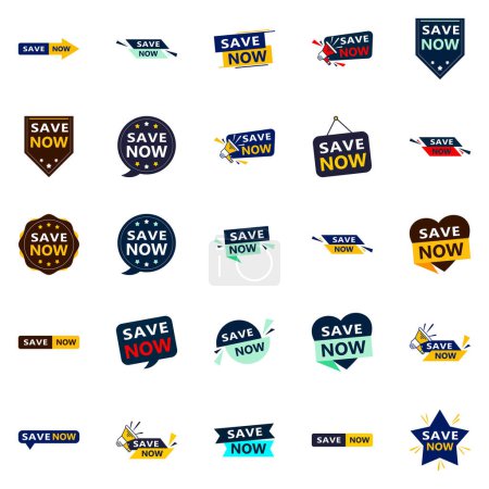 Téléchargez les illustrations : Save Now 25 Fresh Typographic Elements for a modern savings promotion - en licence libre de droit