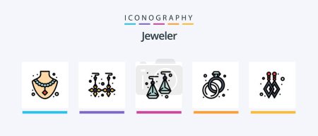 Illustration for Jewellery Line Filled 5 Icon Pack Including . jewelry. diamond. nacklace. diamond. Creative Icons Design - Royalty Free Image