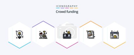 Ilustración de Crowdfunding 25 FilledLine icon pack including money. finance. winner. analysis. player - Imagen libre de derechos