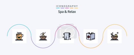 Illustration for Spa And Relax Line Filled Flat 5 Icon Pack Including cosmetics. spa school. jack. mixture. bowl - Royalty Free Image