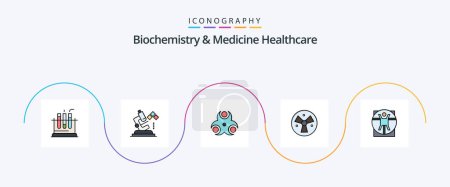 Illustration for Biochemistry And Medicine Healthcare Line Filled Flat 5 Icon Pack Including man . fan. hazard. medical. radiation - Royalty Free Image