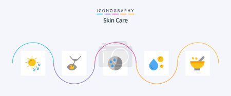 Illustration for Skin Flat 5 Icon Pack Including herbs. omega. hair conditioning. natural oil. fish oil - Royalty Free Image