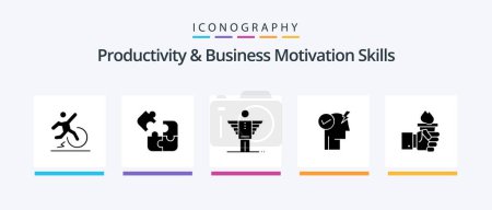 Ilustración de Productivity And Business Motivation Skills Glyph 5 Icon Pack Including power. brain. puzzle. investor. career. Creative Icons Design - Imagen libre de derechos