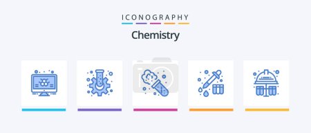 Illustration for Chemistry Blue 5 Icon Pack Including hard hat. test tubes. chemistry. test. device. Creative Icons Design - Royalty Free Image