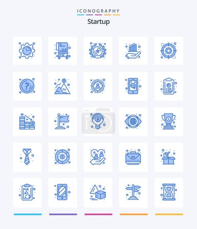 Téléchargez les illustrations : Creative Startup 25 Pack icône bleue telle que la stratégie. main. badge. la finance. graphique - en licence libre de droit