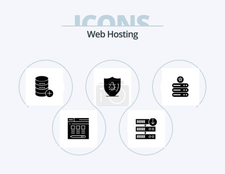 Illustration for Web Hosting Glyph Icon Pack 5 Icon Design. programing . server download. add. sal - Royalty Free Image