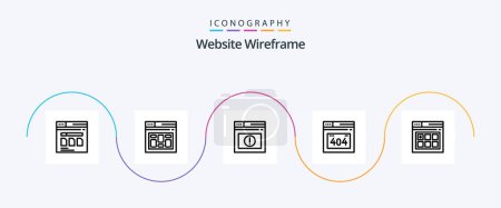 Téléchargez les illustrations : Site Web Wireframe Line 5 Icon Pack Y compris la page Web. web. page. Erreur http. site web - en licence libre de droit
