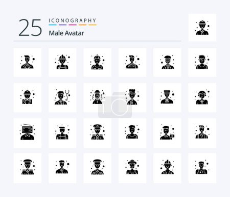 Illustration for Male Avatar 25 Solid Glyph icon pack including professor. instructor. man. wall. decorator - Royalty Free Image