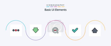 Téléchargez les illustrations : Basic Ui Elements Line Filled Flat 5 Icon Pack Including upload. arrow. less. good. ok - en licence libre de droit